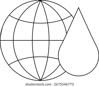 Icono de globo y icono de gota con fondo blanco. con líneas negras