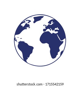 Icono de globo.Planeta terrestre. Signo mundial. Aislado sobre fondo blanco. Ilustración vectorial.