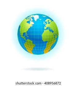 Globe icon. Eco concept for design banner,ticket, leaflet and so on.Template page for Earth day. Holiday card. 