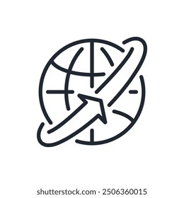 Globe icon editable stroke outline icon isolated on white background flat vector illustration. Pixel perfect. 64 x 64