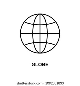 globe icon. Element of simple web icon with name for mobile concept and web apps. Thin line globe icon can be used for web and mobile on white background