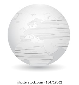 Globe icon with Europe detail map hand drawn,Vector Eps10