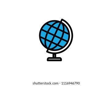 Globe icon, filled line icon