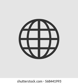 Globe icon flat. Black pictogram on grey background. Vector illustration symbol