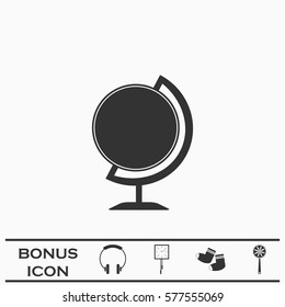 Globe icon flat. Black pictogram on white background. Vector illustration symbol and bonus button