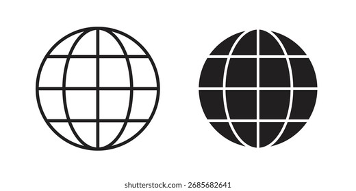 Globe icon flat black and white logo