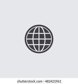 Globe icon in a flat design in black color. Vector illustration eps10