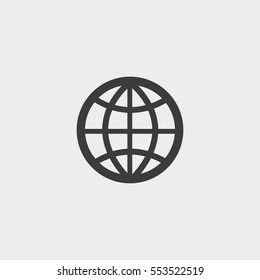 Globe icon in a flat design in black color. Vector illustration eps10