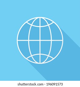 Globe icon. Flat design style modern vector illustration. Isolated on stylish color background. Flat long shadow icon. Elements in flat design.