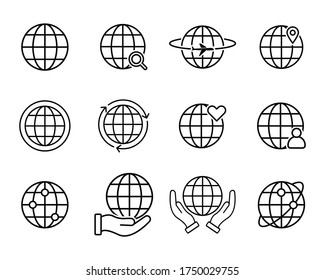 Globe Icon. Flat Illustration Of Globe Vector Icon. Editable Globe Sign Symbol. Premium Pack. Vector Illustration.