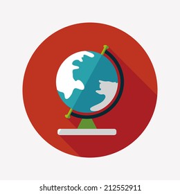 globe icon, flat icon with long shadow