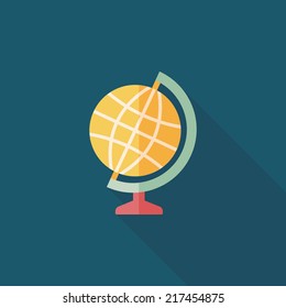globe icon, flat icon with long shadow