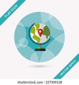globe icon, flat icon with long shadow