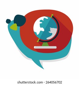 globe icon, flat icon with long shadow