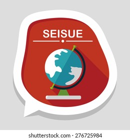 globe icon, flat icon with long shadow