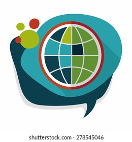 globe icon, flat icon with long shadow