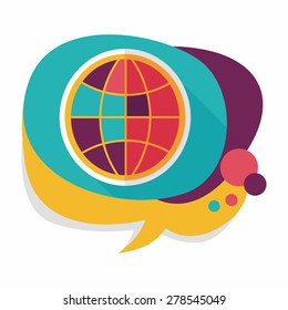 globe icon, flat icon with long shadow