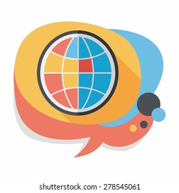 globe icon, flat icon with long shadow