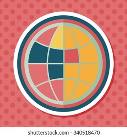 globe icon, flat icon with long shadow
