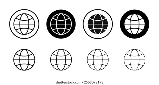 Globe icon Flat outline fill set collection