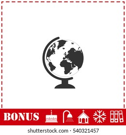 Globe icon flat. Simple vector symbol and bonus icon