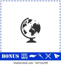 Globe icon flat. Simple vector symbol and bonus icon