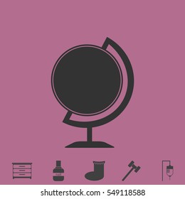 Globe icon flat. Simple vector grey pictogram and bonus symbol