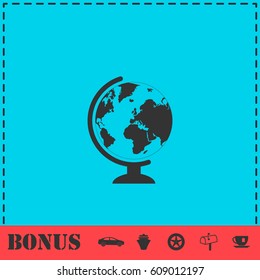 Globe icon flat. Simple vector symbol and bonus icon
