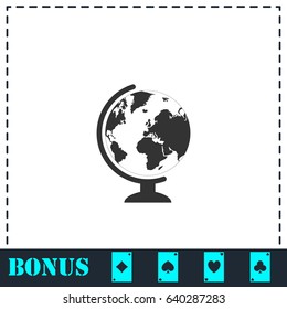 Globe icon flat. Simple vector symbol and bonus icon