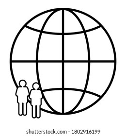 Icono de globo en estilo plano. Símbolo de la Tierra aislado en el vector de fondo blanco.