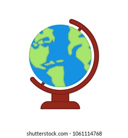 globe icon in flat style isolated vector illustration on white transparent background.