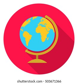 Globe icon in flat style isolated on white background. School symbol stock vector illustration.