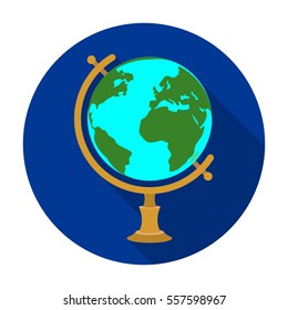 Globe icon in flat style isolated on white background. Rest and travel symbol stock vector illustration.