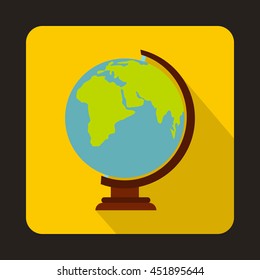 Globe icon in flat style on a yellow background