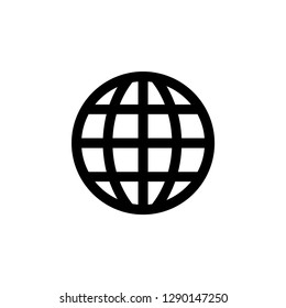 Globe Icon In Flat Style Vector For App, UI, Websites. Black Icon Vector Illustration.