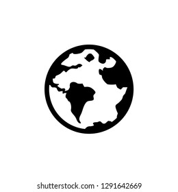 Globe Icon In Flat Style Vector For App, UI, Websites. Black Icon Vector Illustration