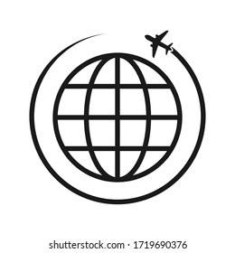 Globe icon flat style - web symbol icon editable vector illustration isolated