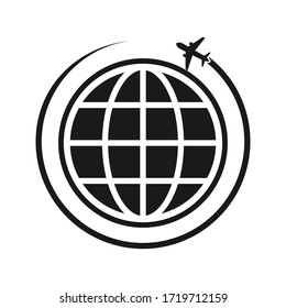 Globe icon flat style - web symbol icon editable vector illustration isolated