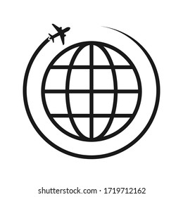 Globe icon flat style - web symbol icon editable vector illustration isolated