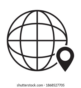 Globe icon flat style - web symbol icon editable vector illustration isolated