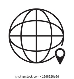 Globe icon flat style - web symbol icon editable vector illustration isolated