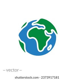 globe icon, flat symbol on white background - vector illustration