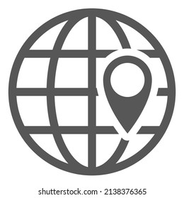 Icono de globo con marcador geo. Puntero de ubicación del mundo