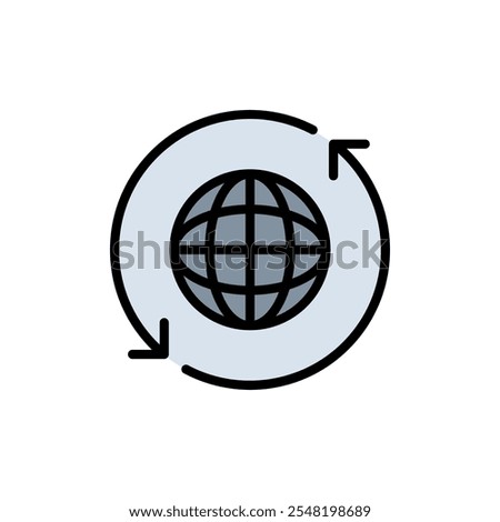 Globe icon. Global communications color sign. World icons, such as global, globe, pin, circle, earth, map. Vector illustration isolated on white.