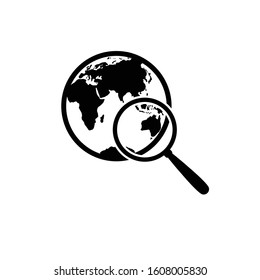 Ícone do Globo. ícone global da Internet. ícone do vetor de pesquisa do globo