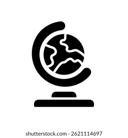 Ícone de Globo para Rede Global e Conceito Geográfico - Vetor de mapa mundial, símbolo internacional, comunicação terrestre. Ícone de Glifo