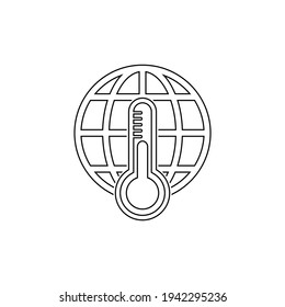 Globe icon Global temperature - black vector icon with shadow