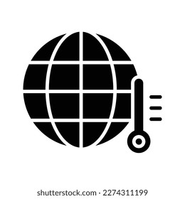 Globe icon Global temperature , isolated on white background.  Trendy Flat style for graphic design, Web site, UI. EPS