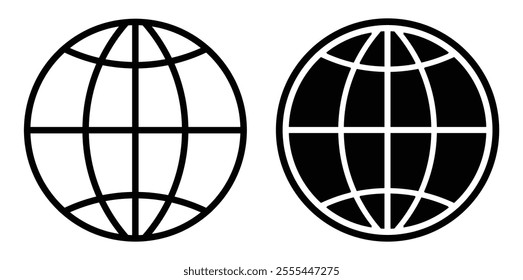 Globe Icon, Go to web, www symbol, Web icon, website, homepage icon set, earth clip art, globe symbol isolated white background. World globe icon set in different style.