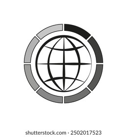 Icono de globo con degradado. Símbolo de conexión global. Esquema de color monocromo. Ilustración vectorial.